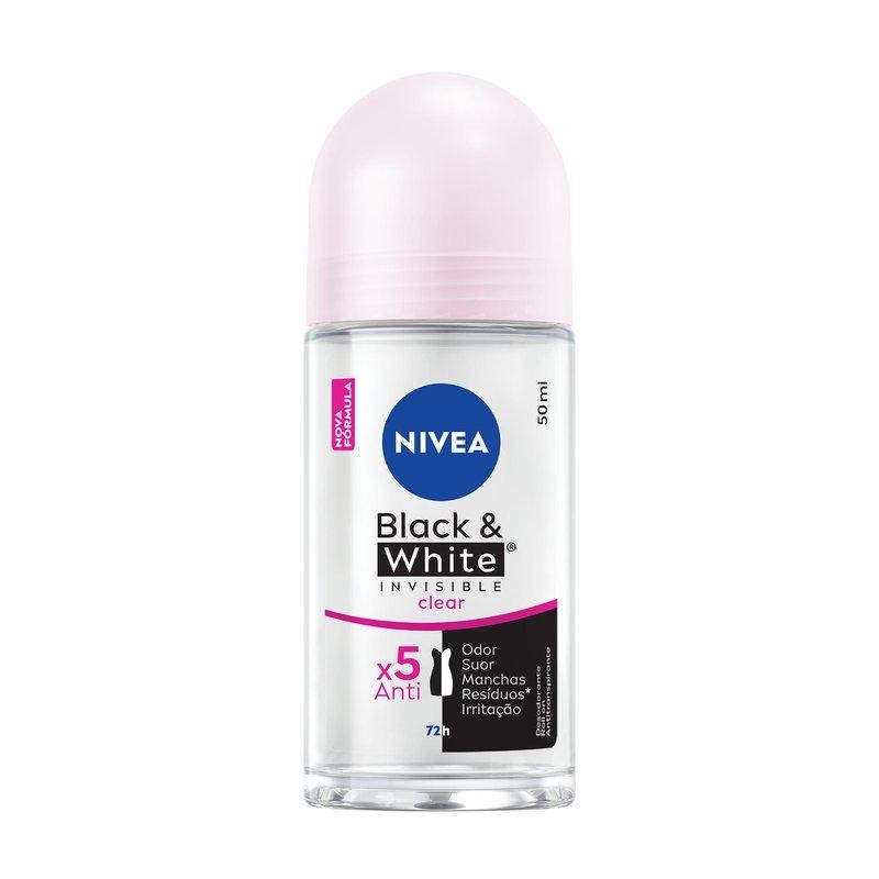Desodorante Antitranspirante Roll On Nivea Invisible Black & White Clear 50ml