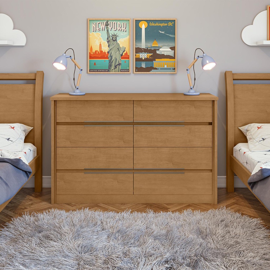 Cômoda Urban 8 Gavetas Amêndoa Clean - Home & Living