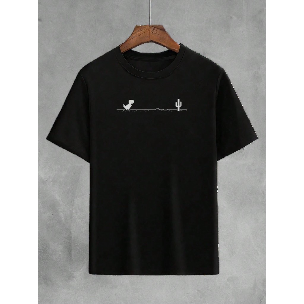 Camiseta Masculina Estampada Dinossauro Engraçado Unissex Algodão