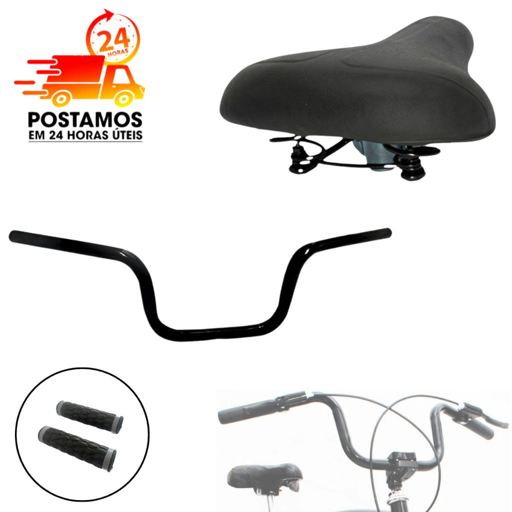 KIT SELIM BANCO DUAS MOLAS MAIS GUIDÃO MOD CG RECARTLHO BIKE COM MANOPLAS