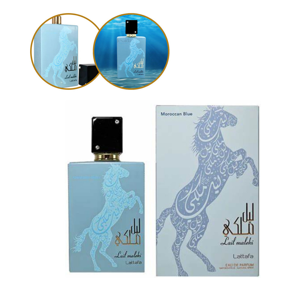 Perfume Lattafa Lail Maleki Moroccan Blue Eau De Parfum 100 Ml em Oferta na Shopee