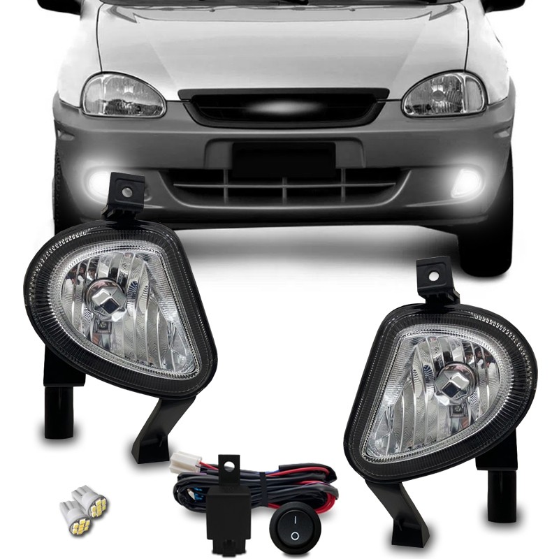 Kit Farol Milha Neblina Corsa Classic Meia Lua 2003 2004 A 2010 Com Lampadas