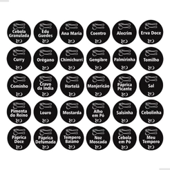 90 Etiquetas Adesivos Para Temperos e Condimentos 3x3 cm Kit