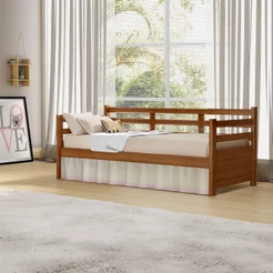 Cama Solteiro Babá Madeira Rústica Enjoy Mona Mais Nicho - Castanho - Marrom