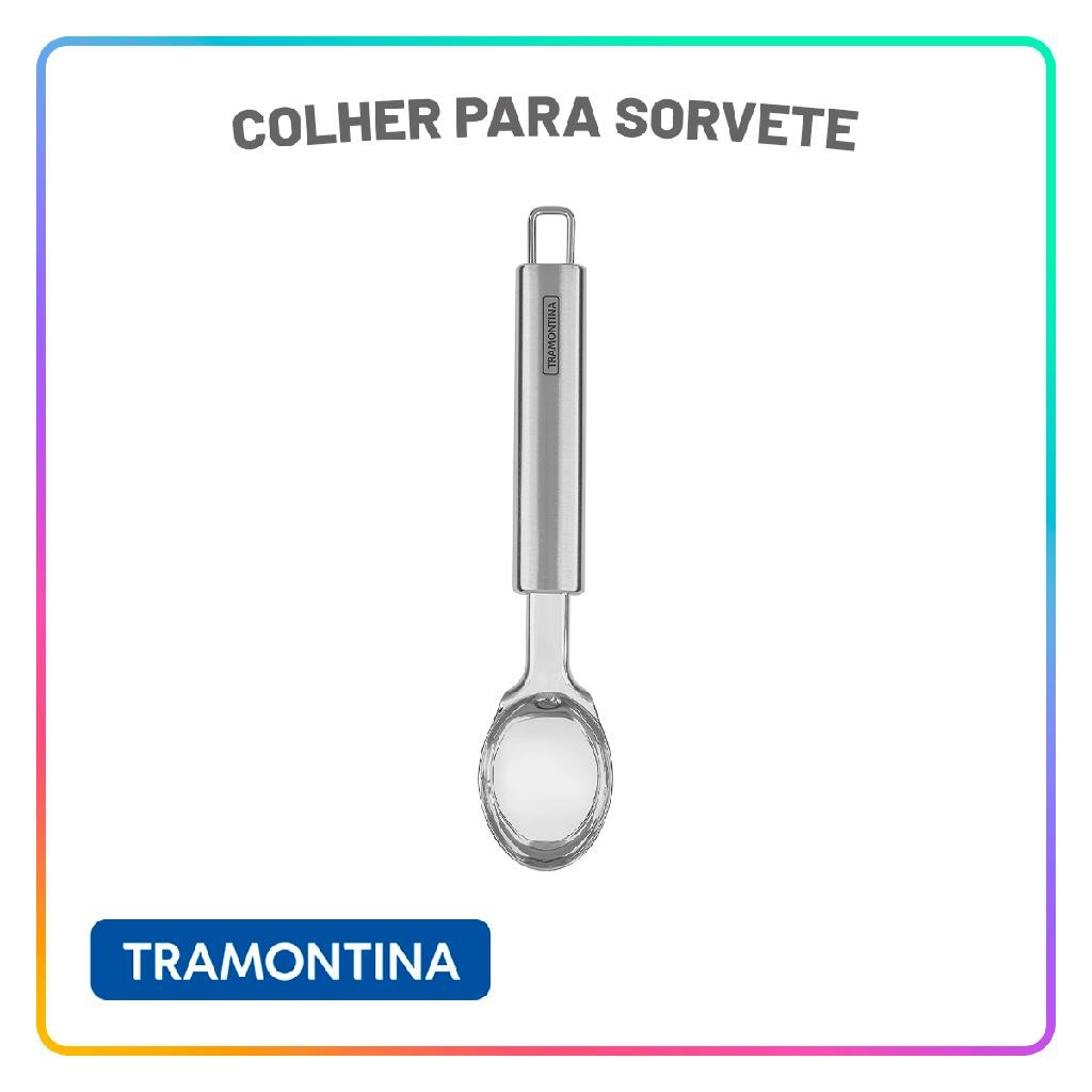 Colher para Sorvete Aço Inox Tramontina Marffim Utensílio Cozinha Profissional Resistente Prática
