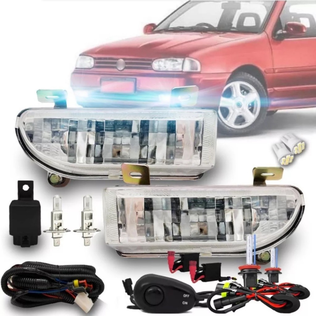 Kit Farol De Neblina Gol G2 1995 Até 1999 + Xênon H3 8000k