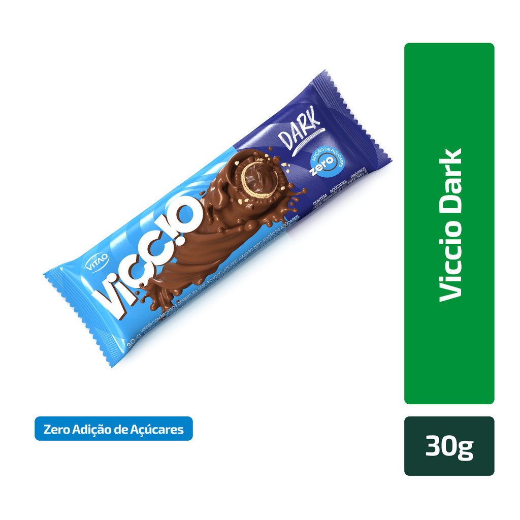 Kit 10 Un Rolinho Chocolate Meio Amargo Zero Açúcar Viccio 30G