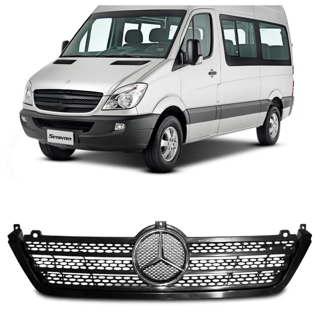 Grade Radiador Sprinter 2003 2004 2005 2006 2007 2008 2009 2010 2011 Preto Com friso Preto C/emblema