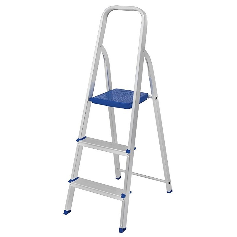 Escada Alumínio Uso Doméstico Dobrável Articulada Capacidade 120Kg C/ 3 Degraus Cor Prata/Azul Mor em Oferta na Shopee