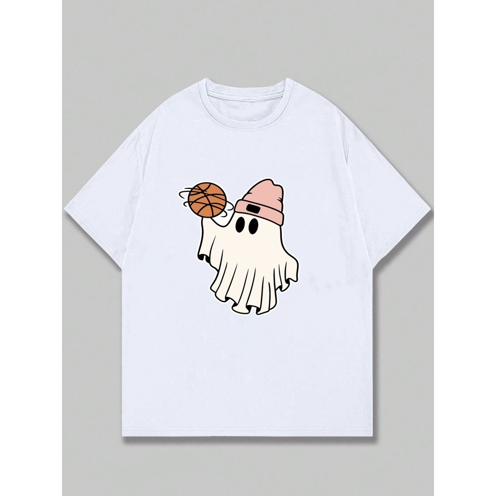 Camiseta Fantasma Basquete Estampado  Casual Unissex Manga Curta Unissex Infantil ao Plus