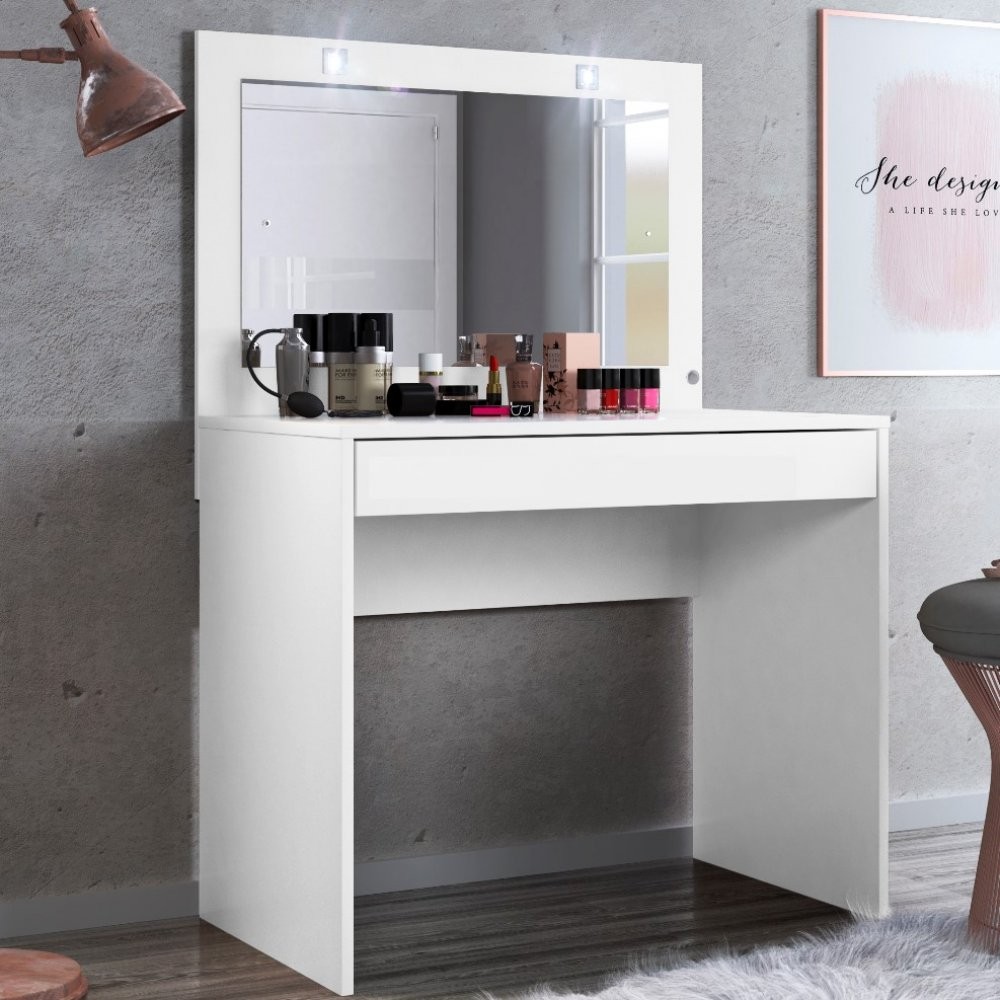 Penteadeira Camarim com Espelho e LED 1 Gaveta Atraente Demóbile em Oferta na Shopee