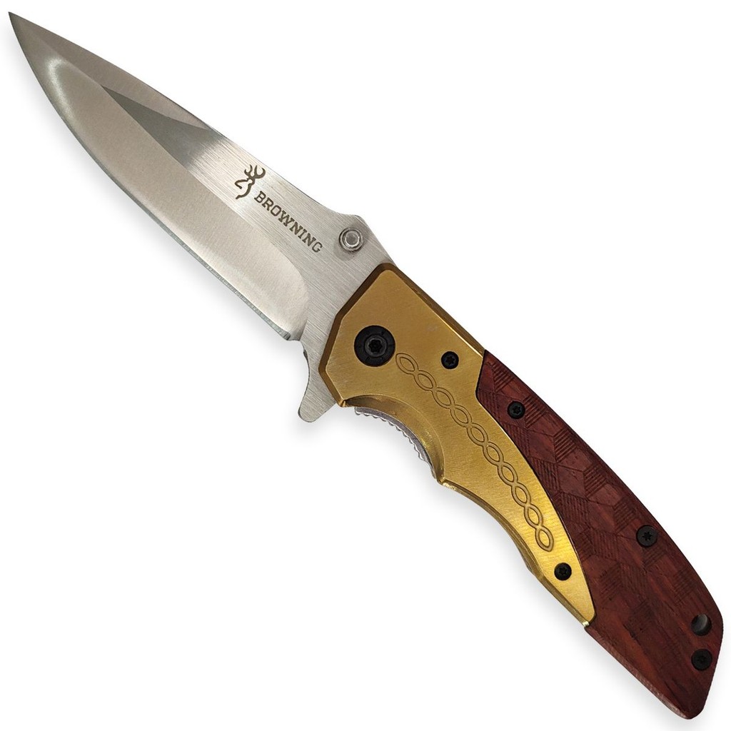 Canivete Tático Semi Automático Original Browning Gold Da77