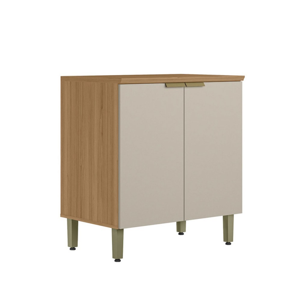 Balcão de Cozinha 80 Cm Selene 2 Portas 100% Mdf Jequitibá/Off White Fosco - Linea Brasil em Oferta na Shopee