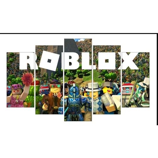 Quadros Decortivo Mosaico Gamer 5 Peças Mdf Game Roblox Video Game