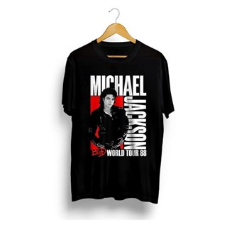 Camiseta Premium em Algodão Estampa Michael Jackson Bad World Tour 1988 em Oferta na Shopee