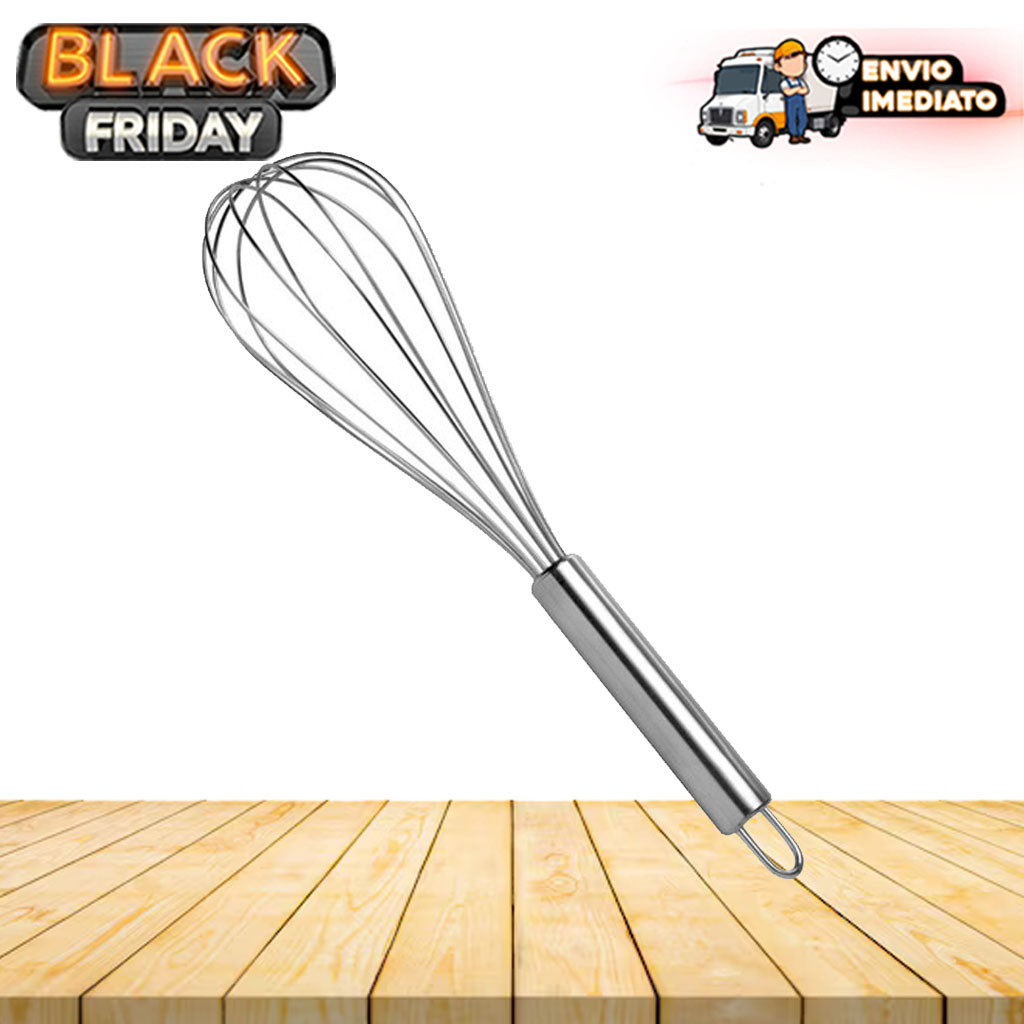 Batedor Fouet Profissional de Ovos e Massas - Cabo Reforçado ou Normal - 25cm ou 29cm - Aço Inox