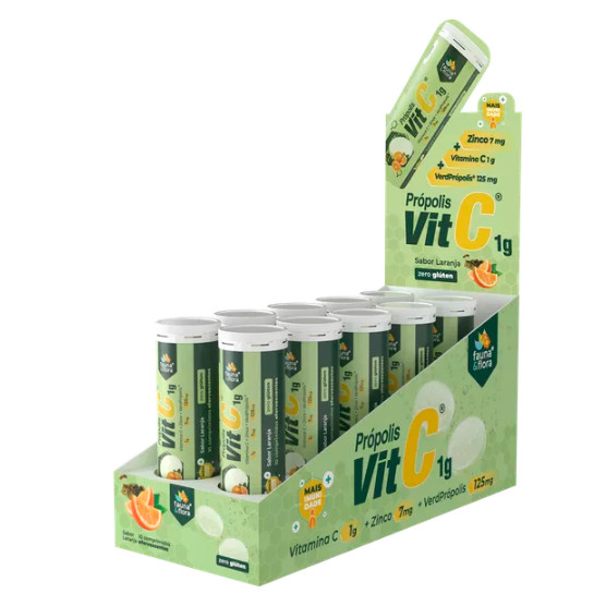 Caixa 10 Tubos ( Propolis Verde + Vit C 1G + Zinco 7mg) 10 Comp Efervecente