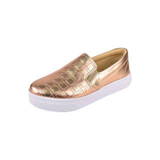 Tênis Casual Rosa Chic Calçados Feminino Calce Fácil Bordado Cobre