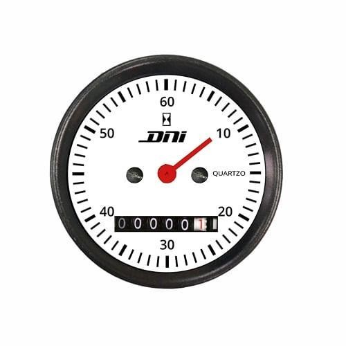 Horímetro Fundo Branco E Aro Preto com Iluminação 52mm Bivolt Universal - DNI 4501-BR - Spare Parts and Accessories for Vehicles