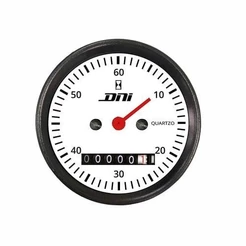 Horímetro Fundo Branco E Aro Preto com Iluminação 52mm Bivolt Universal - DNI 4501-BR