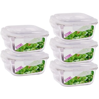 Kit 5 Potes 520ml de Vidro Marmita Tampa Silicone Não Vaza em Oferta na Shopee