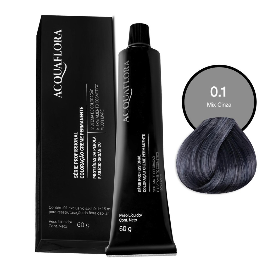 Coloração Creme Permanente Acquaflora 0.1 Mix Cinza 60g