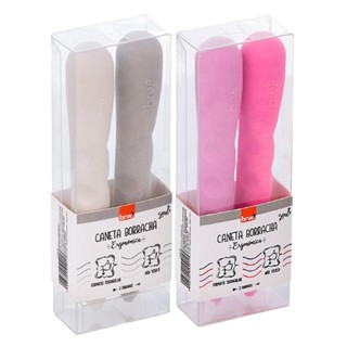 Caneta Borracha Apagar Ergonômica Kit C/ 2 Escolar BRW em Oferta na Shopee