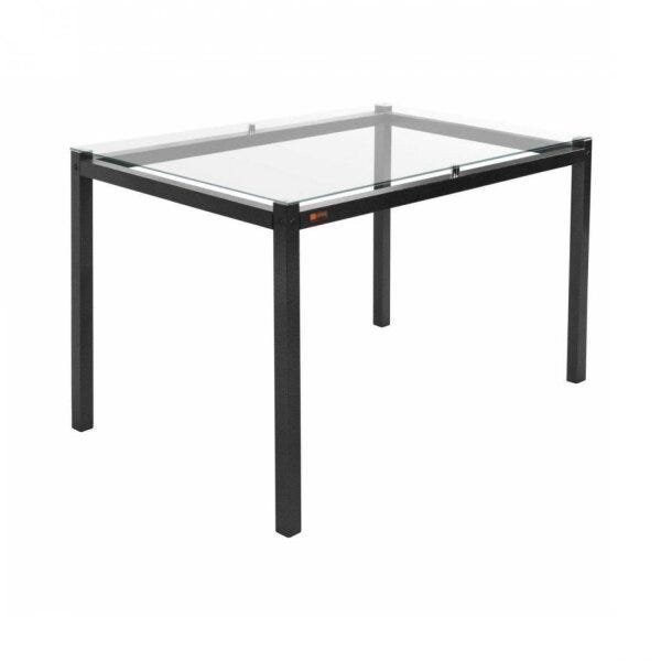 Mesa de Jantar 6 Lugares Tampo Vidro 140cm  Preto em Oferta na Shopee