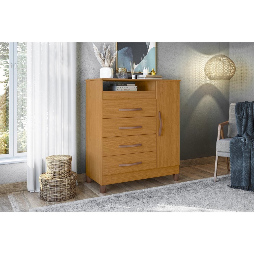Cômoda 1 Porta 4 Gavetas e 1 Nicho Turquesa - Home & Living