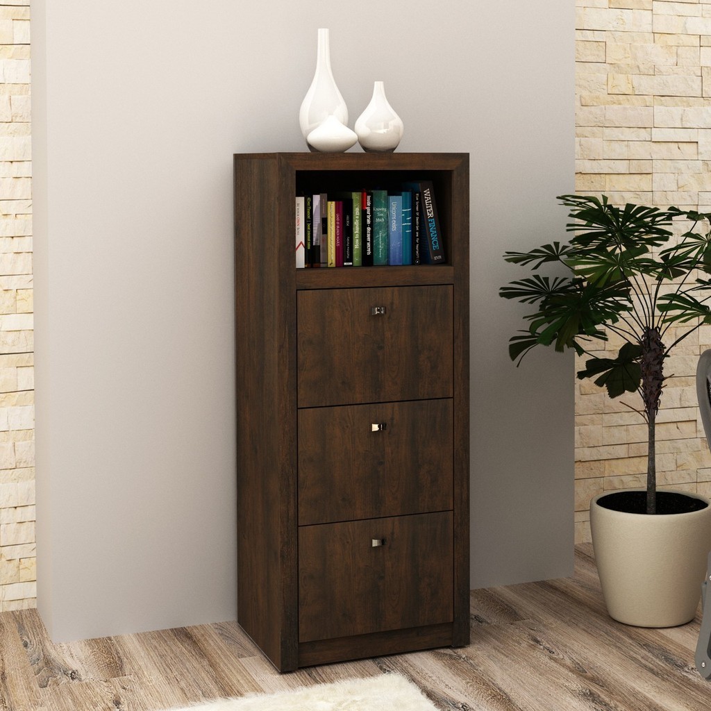 Gaveteiro 3 Gavetas para Pasta Suspensa Me4118 Rústico