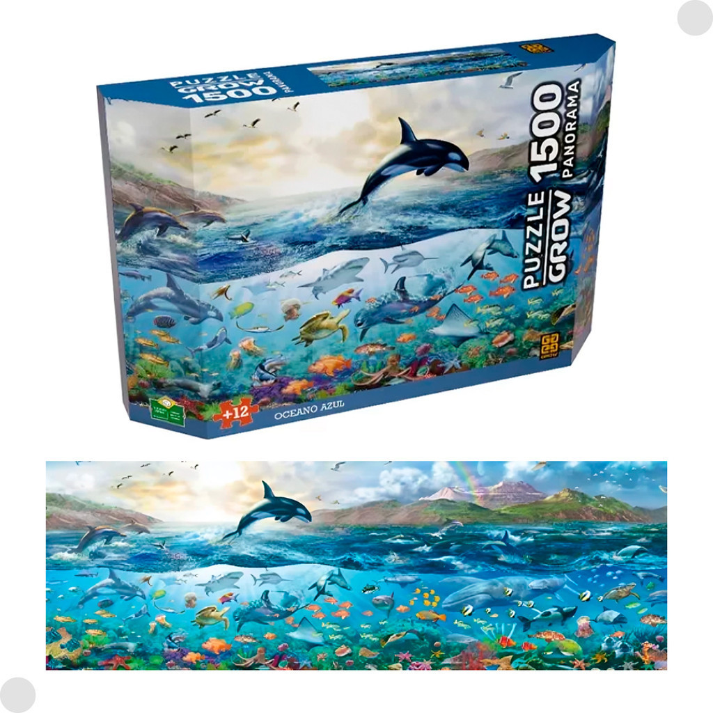 Quebra Cabeça Panorama Oceano Azul 1500 Peças 4572 - Grow em Oferta na Shopee