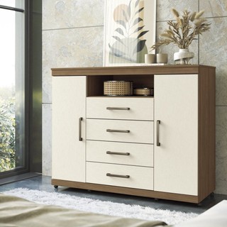 Cômoda para Quarto 2 Portas 4 Gavetas 1 Nicho Master com Rodízios em Oferta na Shopee