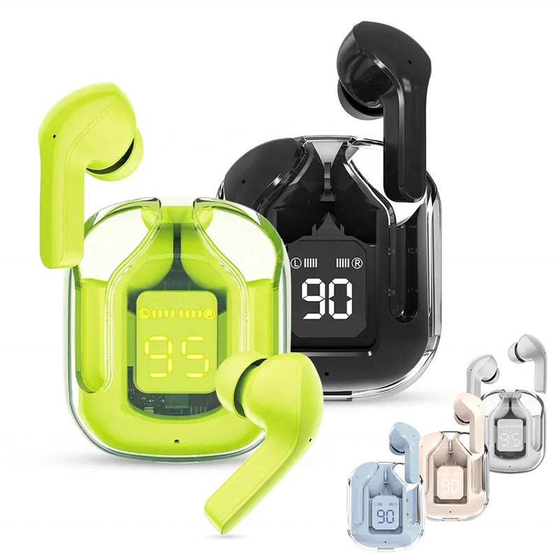 Fone De Ouvido Sem Fio Bluetooth 5.3 Ruído Cancelando Fones Com Microfone HiFi Stereo Digital Display Transparente Caixa