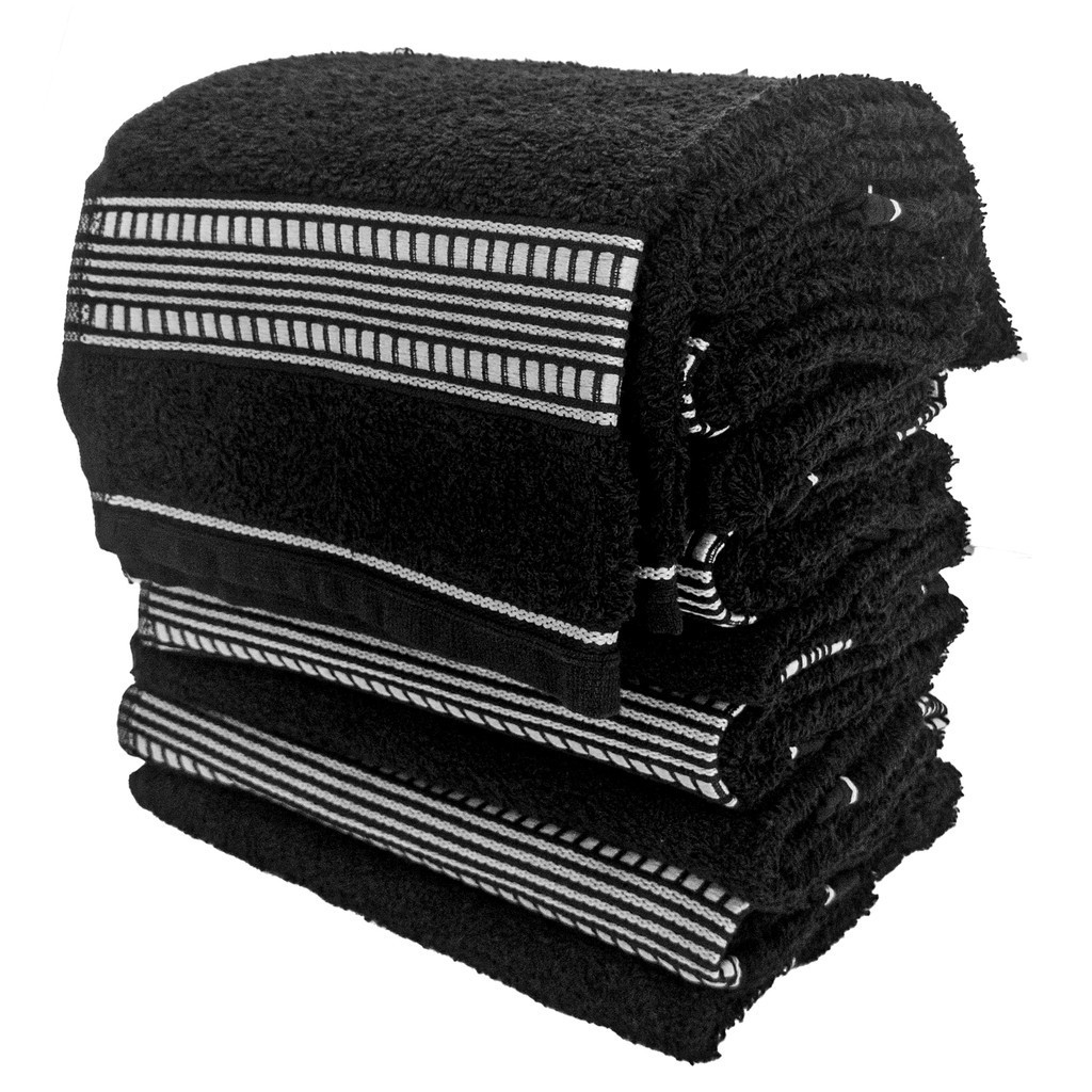 Jogo de Toalhas de Rosto Preta 5 Peças – 100% Algodão