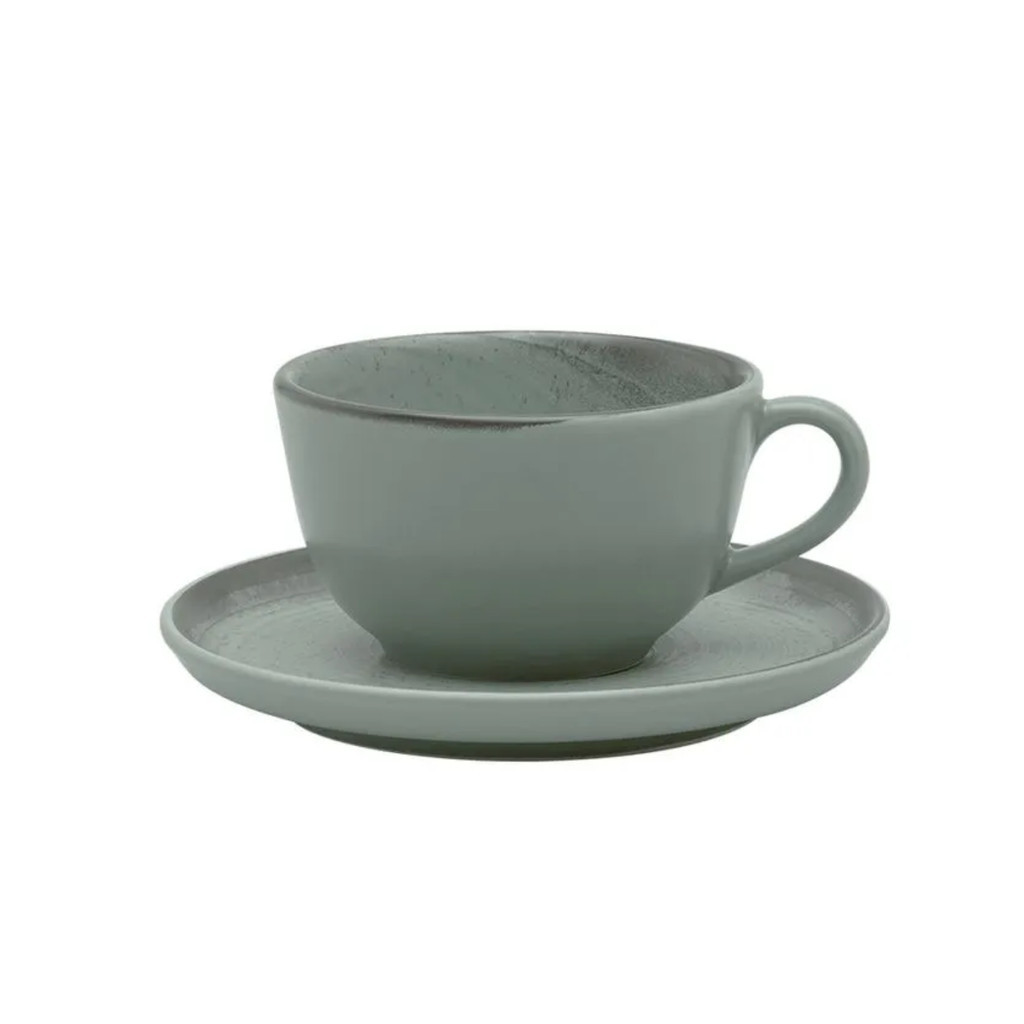 Xicara de Chá Café Com Pires Cerâmica 200ml Oxford Flat Pacifico