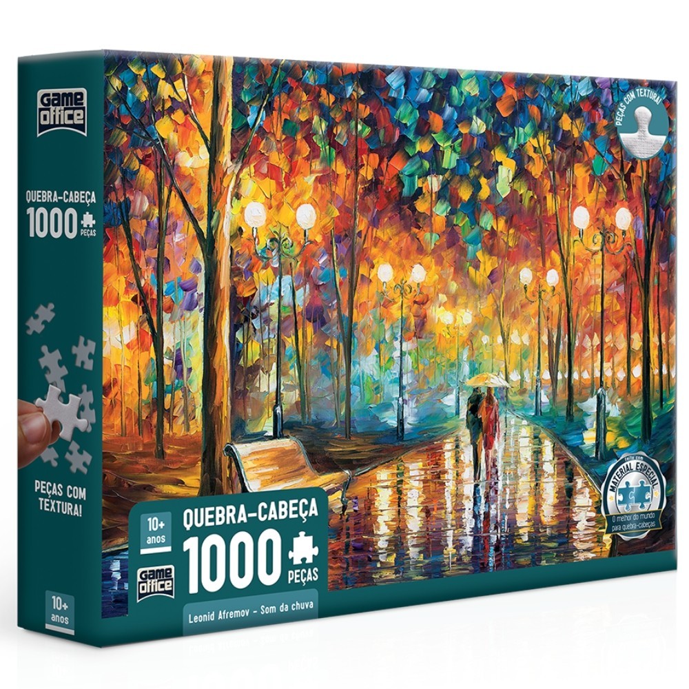 QUEBRA CABEÇA SOM DA CHUVA LEONID AFREMOV 1000 PEÇAS TEXTURA GAMEOFFICE TOYSTER PUZZLE JOGO DIDÁTICO - Mom & Baby