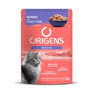 Origens Sachê Gatos Adultos Castrados Frango E Carne 85G