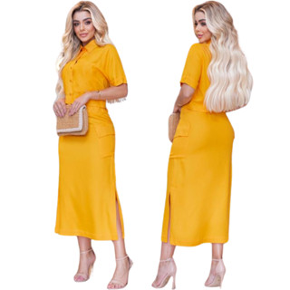 Saia Cargo Midi com Bolsos Laterais e Cós Elástico – Estilo Moderno e Confortável em Oferta na Shopee
