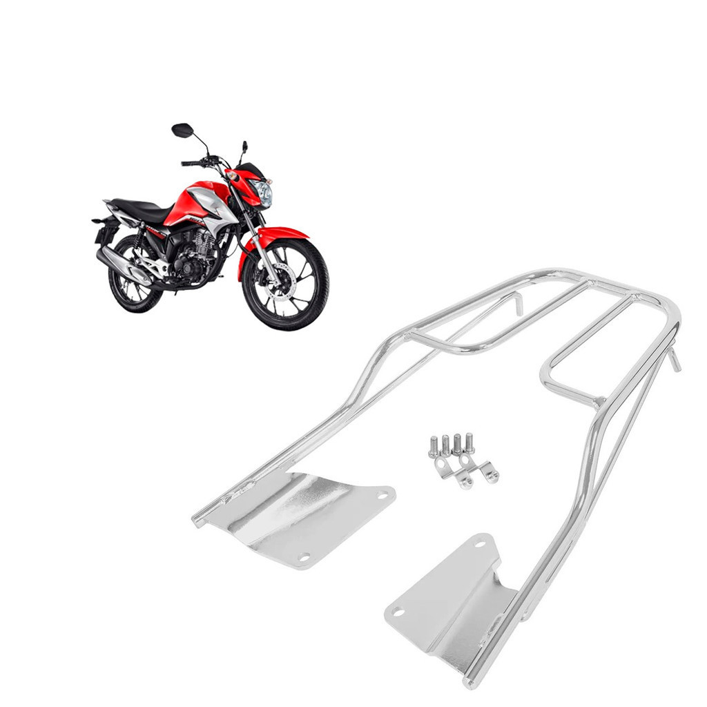 Suporte Bagageiro Titan 160 Para Moto Cromado Ano 2016 2017 2018 2019 2020 2021 2022 Aço Tubular Tubo em Oferta na Shopee
