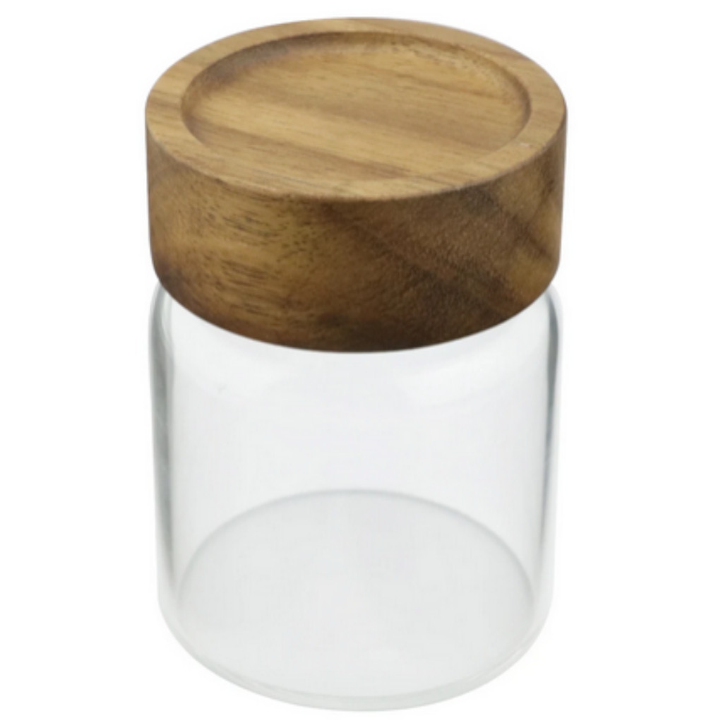 Porta Mantimentos em Vidro Borossilicato com Tampa em Madeira 150ml Full Fit Dynasty
