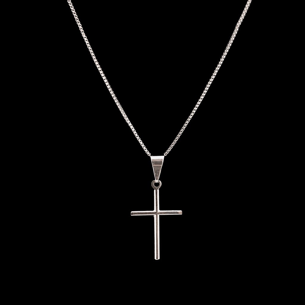 Corrente Veneziana aco inox com Pingente Cruz Palito  Cordão Masculino com Crucifixo em Oferta na Shopee