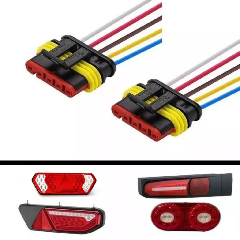 Par Chicote Lanterna Traseira Compatível Carreta Randon Guerra Universal - 5 Vias em Oferta na Shopee