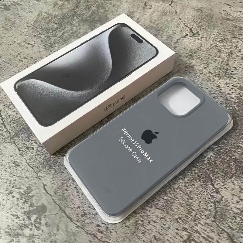 Capa De Silicone Líquido De Luxo Cinza Grafite Para iPhone 15 14 13 12 11 Pro Max Soft Anti-Queda E Pia