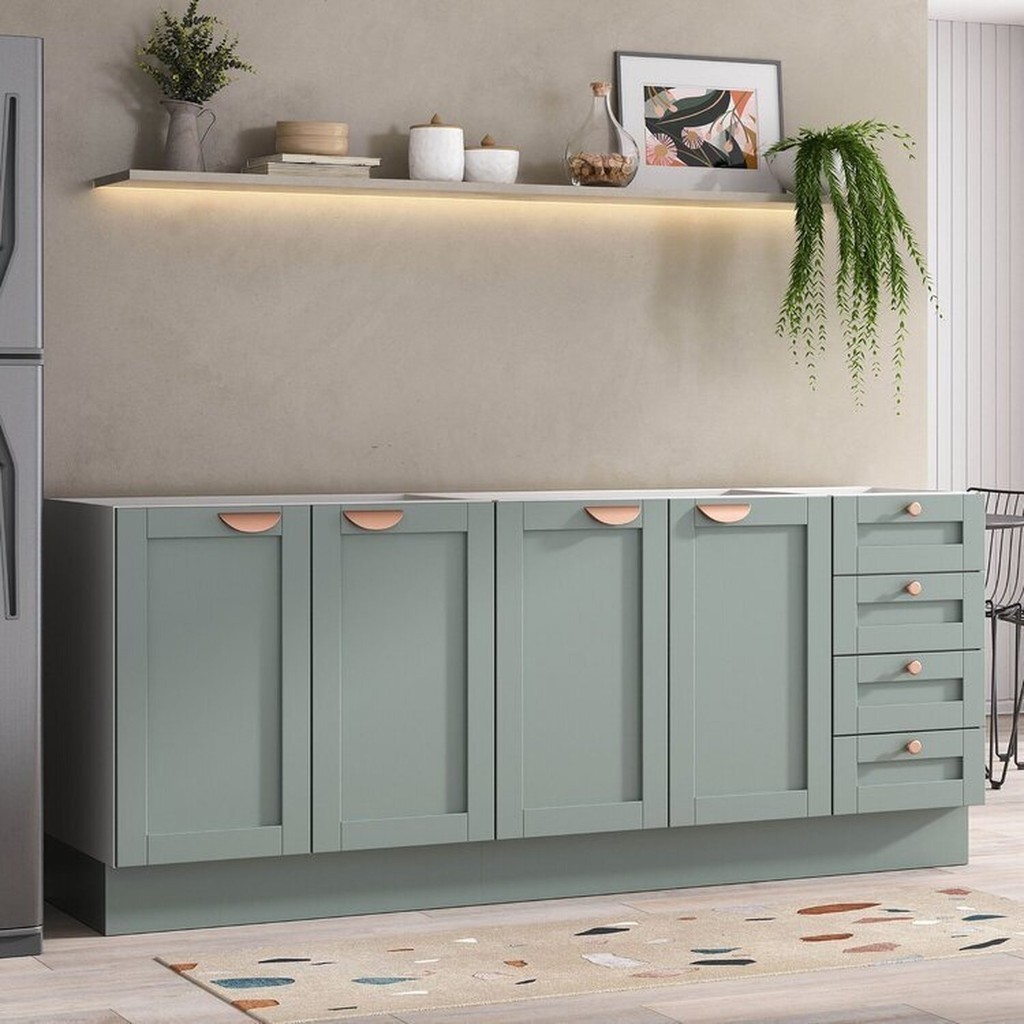 Cozinha Modulada 2 Peças sem Tampo 2 Balcões Arizona CabeCasa MadeiraOriginals Menta em Oferta na Shopee