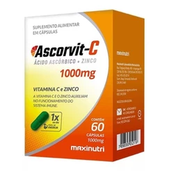Ascorvit C 1000mg Vitamina C E Zinco 60 Cápsulas Maxinutri