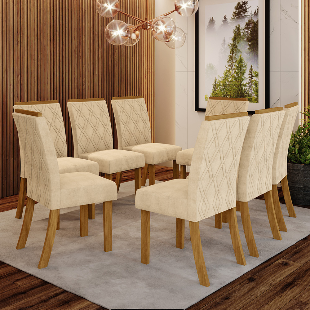 Conjunto com 8 Cadeiras Estofadas Lupita Casa 812