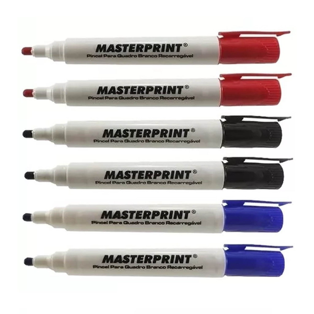 Canetão Pincel Quadro Branco Recarregável 3 Cores 6 unidades em Oferta na Shopee