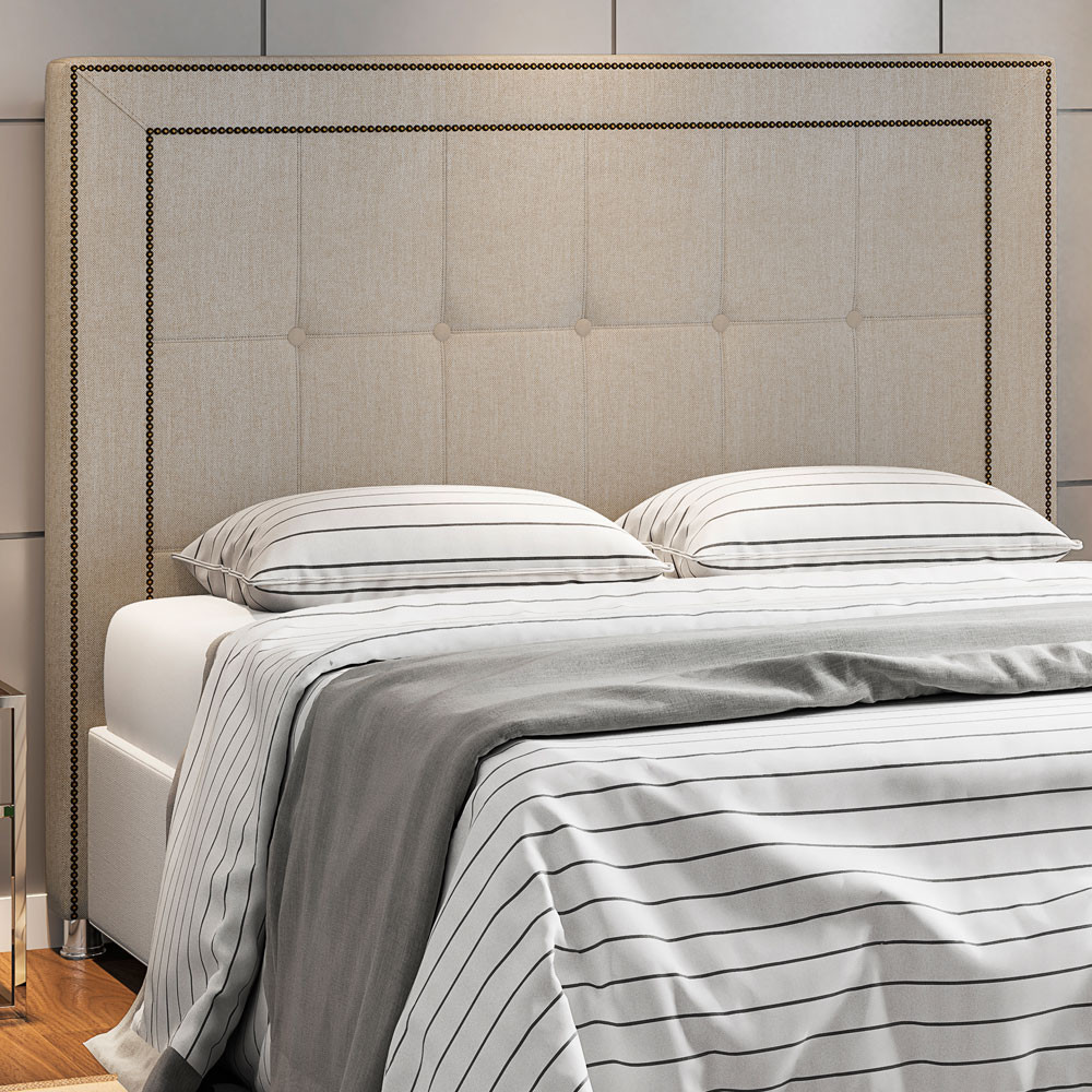 Cabeceira Cama Box Queen 160 cm P05 Atenas Linho Creme - Lyam Decor em Oferta na Shopee
