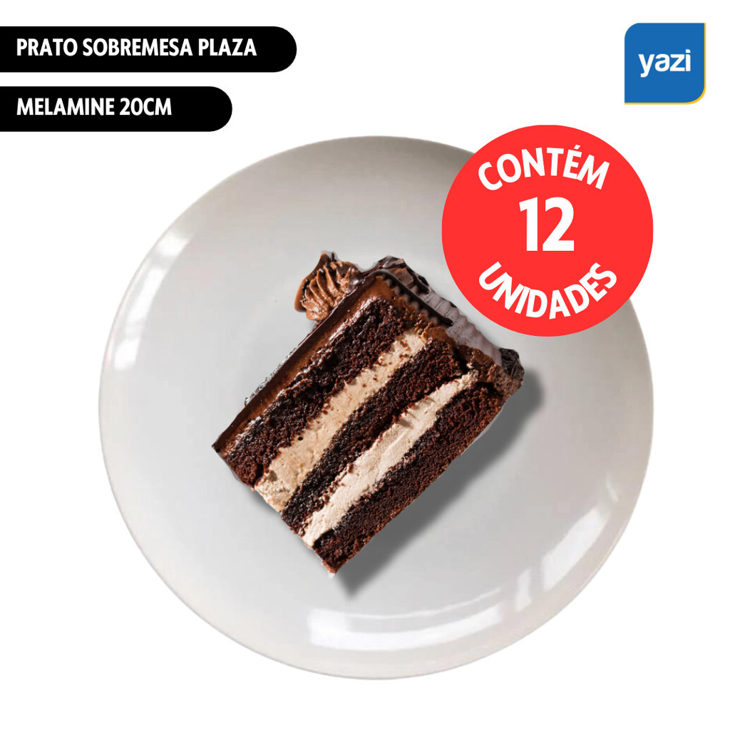 Kit c/12 und Prato Sobremesa Plaza 20cm Redondo Melamine Yazi em Oferta na Shopee