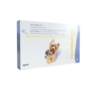 Antipulgas e Carrapatos Revolution 12% Cães de 2,6 a 5kg com 3 pipetas em Oferta na Shopee